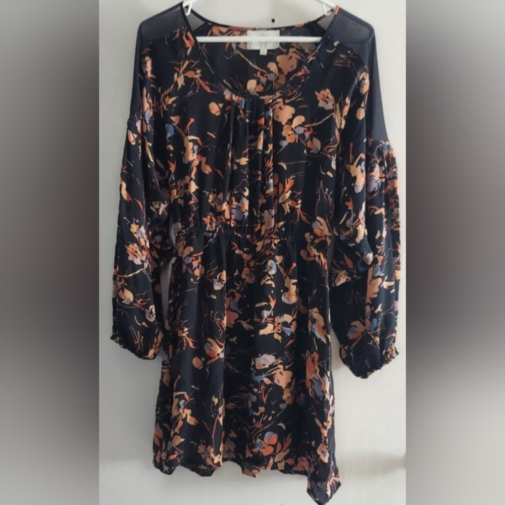 Silk sheer shoulders dress by Madison Marcus